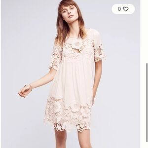 Holding Horses Anthropologie Beige Lace Dress size 12